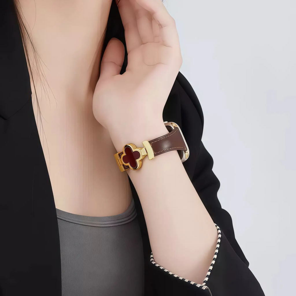 Lucky Flower Leather Strap For Apple Watch