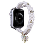3-row Beads Watch Band For Apple Watch Series 9&8&7 41mm / SE 3&SE 2&6&SE&5&4 40mm / 3&2&1 38mm(White)