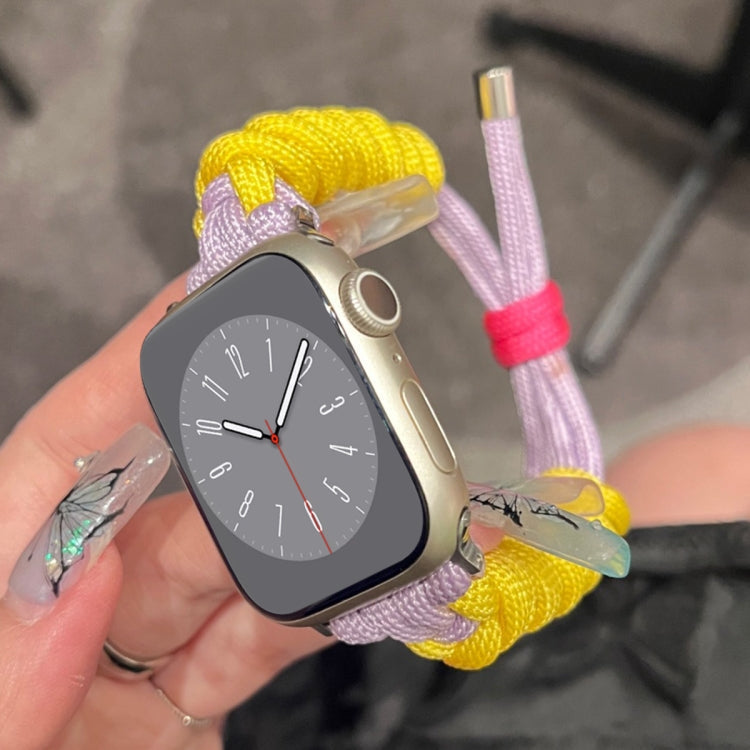 For Apple Watch Ultra 49mm Twist Knotted Nylon Watch Band(Yellow Purple)