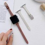 For Apple Watch Series 10 42mm T-shaped Slim Genuine Leather Watch Band(Light Green)