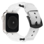 For Apple Watch Series 8 41mm Plain Paracord Genuine Leather Watch Band(White)
