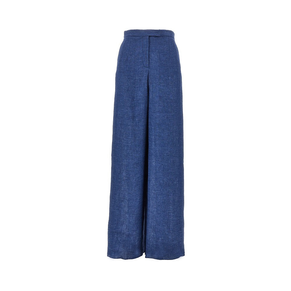 Emporio Armani Chambray Wide Leg Pants Blue Women