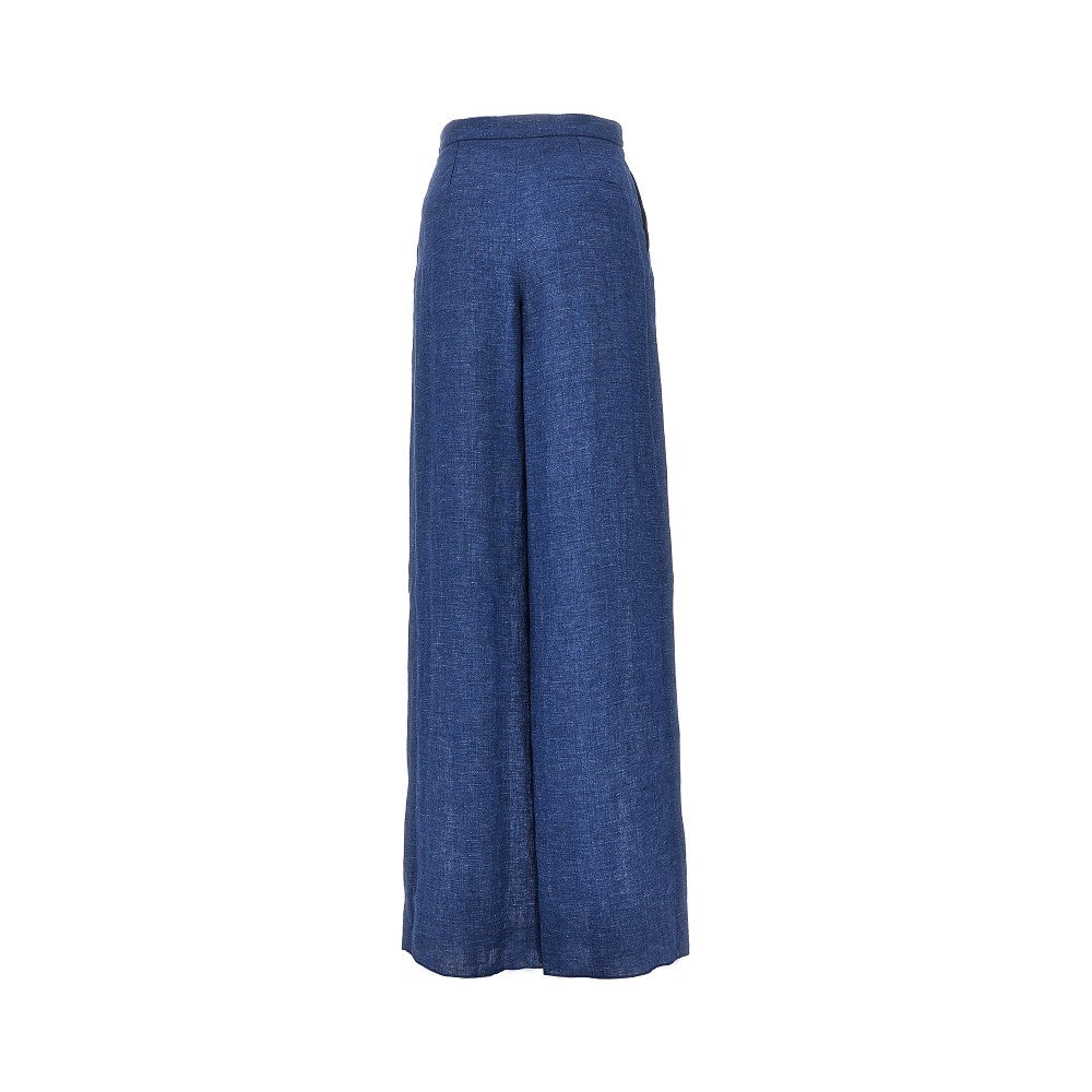 Emporio Armani Chambray Wide Leg Pants Blue Women