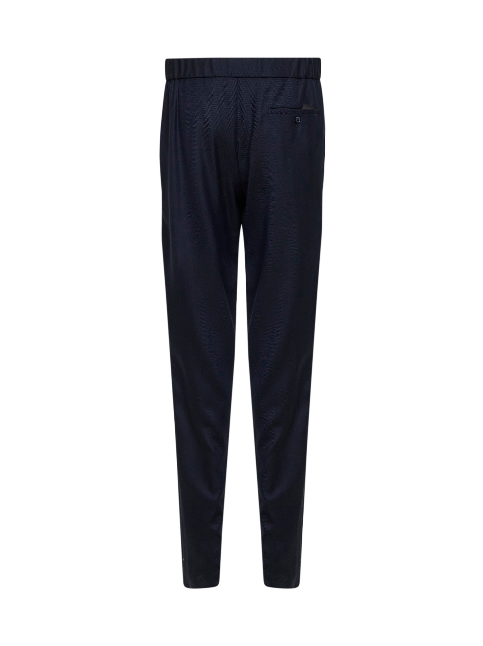 Giorgio Armani Men Blue Chevron Wool And Cashmere Trousers